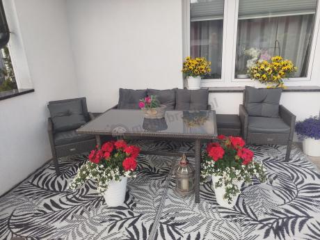 Zestaw mebli ogrodowych z technorattanu z sofą 140cm i fotelami Torino Dining antracyt