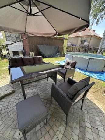 Zestaw mebli ogrodowych z technorattanu z sofą 140cm i fotelami Torino Dining antracyt