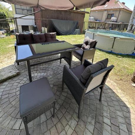 Zestaw mebli ogrodowych z technorattanu z sofą 140cm i fotelami Torino Dining antracyt