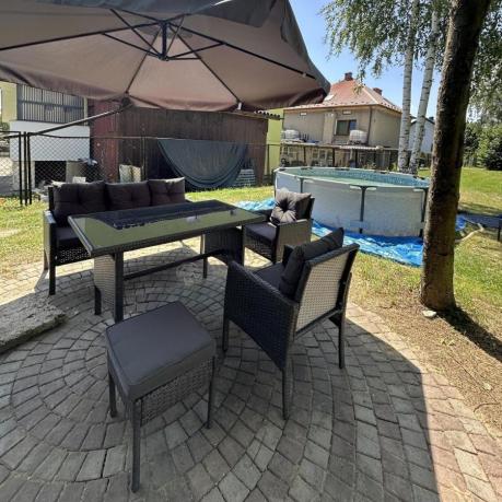 Zestaw mebli ogrodowych z technorattanu z sofą 140cm i fotelami Torino Dining antracyt