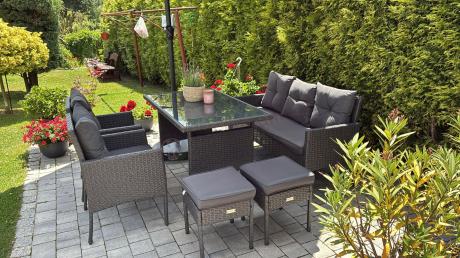 Zestaw mebli ogrodowych z technorattanu z sofą 140cm i fotelami Torino Dining antracyt