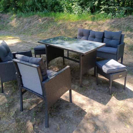 Zestaw mebli ogrodowych z technorattanu z sofą 140cm i fotelami Torino Dining antracyt