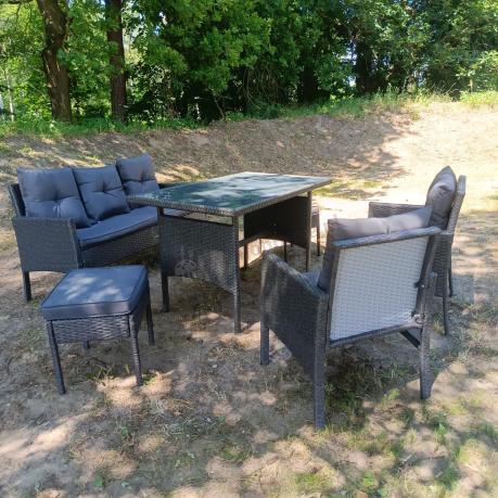 Zestaw mebli ogrodowych z technorattanu z sofą 140cm i fotelami Torino Dining antracyt