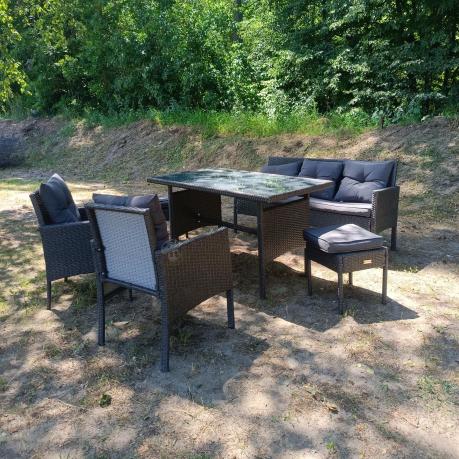 Zestaw mebli ogrodowych z technorattanu z sofą 140cm i fotelami Torino Dining antracyt
