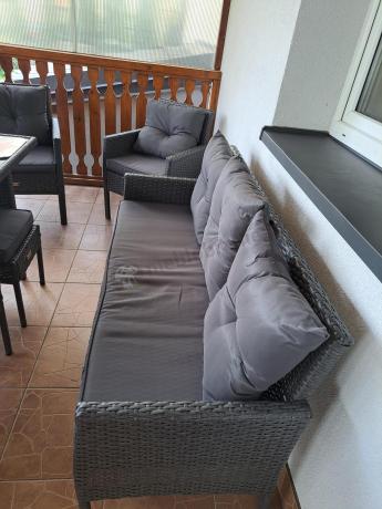 Zestaw mebli ogrodowych z technorattanu z sofą 140cm i fotelami Torino Dining antracyt