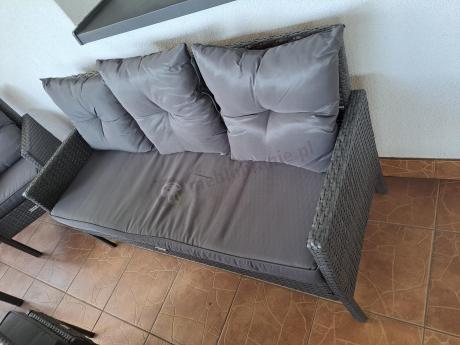 Zestaw mebli ogrodowych z technorattanu z sofą 140cm i fotelami Torino Dining antracyt