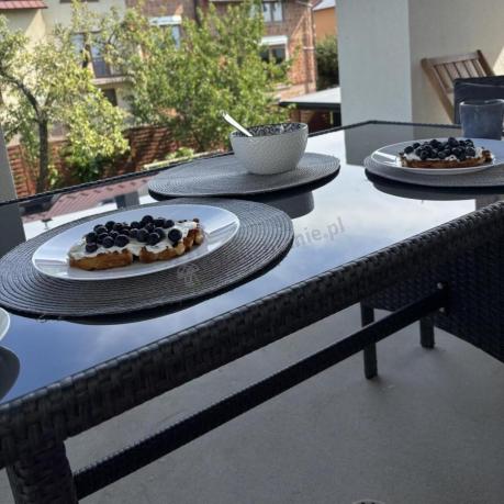 Zestaw mebli ogrodowych z technorattanu z sofą 140cm i fotelami Torino Dining antracyt