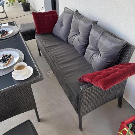 Zestaw mebli ogrodowych z technorattanu z sofą 140cm i fotelami Torino Dining antracyt