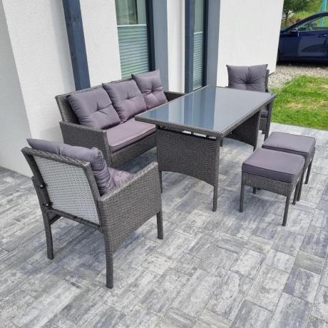 Zestaw mebli ogrodowych z technorattanu z sofą 140cm i fotelami Torino Dining antracyt