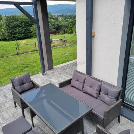 Zestaw mebli ogrodowych z technorattanu z sofą 140cm i fotelami Torino Dining antracyt