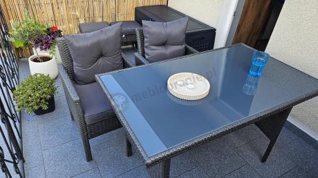 Zestaw mebli ogrodowych z technorattanu z sofą 140cm i fotelami Torino Dining antracyt