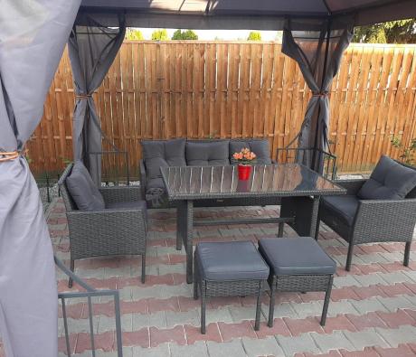 Zestaw mebli ogrodowych z technorattanu z sofą 140cm i fotelami Torino Dining antracyt