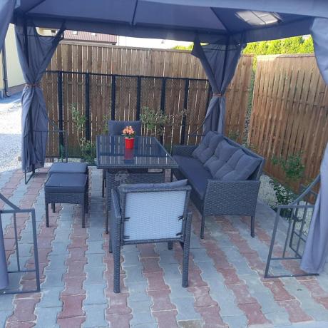Zestaw mebli ogrodowych z technorattanu z sofą 140cm i fotelami Torino Dining antracyt