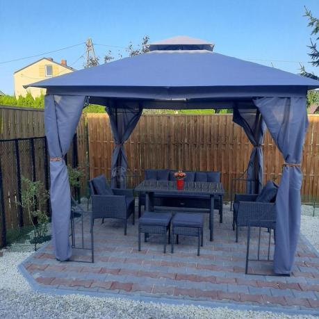Zestaw mebli ogrodowych z technorattanu z sofą 140cm i fotelami Torino Dining antracyt