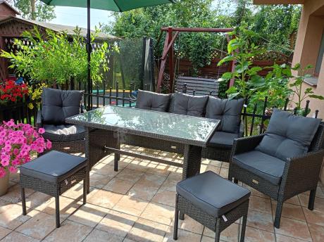 Zestaw mebli ogrodowych z technorattanu z sofą 140cm i fotelami Torino Dining antracyt