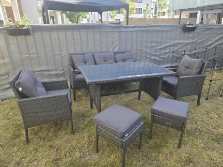 Zestaw mebli ogrodowych z technorattanu z sofą 140cm i fotelami Torino Dining antracyt