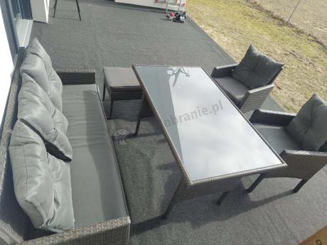 Zestaw mebli ogrodowych z technorattanu z sofą 140cm i fotelami Torino Dining antracyt