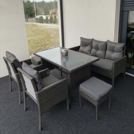 Zestaw mebli ogrodowych z technorattanu z sofą 140cm i fotelami Torino Dining antracyt