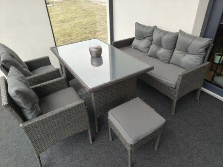 Zestaw mebli ogrodowych z technorattanu z sofą 140cm i fotelami Torino Dining antracyt