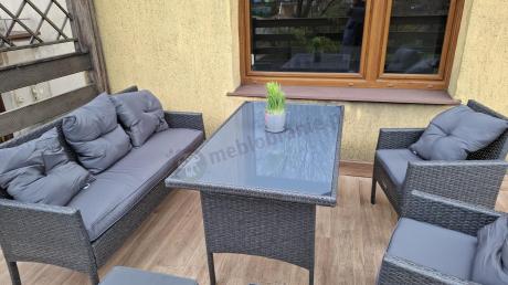 Zestaw mebli ogrodowych z technorattanu z sofą 140cm i fotelami Torino Dining antracyt