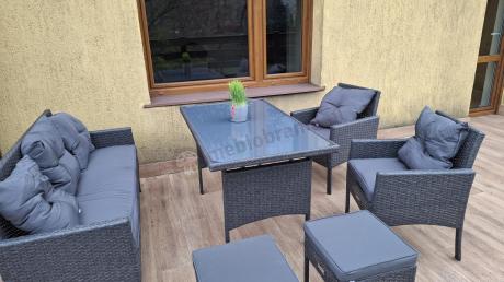 Zestaw mebli ogrodowych z technorattanu z sofą 140cm i fotelami Torino Dining antracyt