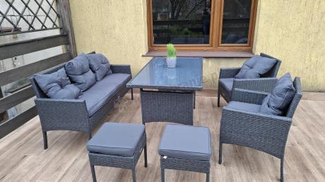 Zestaw mebli ogrodowych z technorattanu z sofą 140cm i fotelami Torino Dining antracyt
