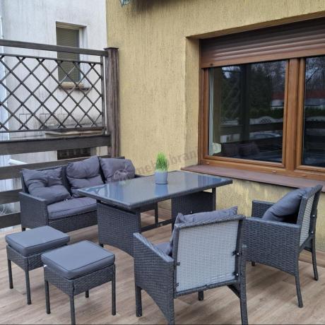 Zestaw mebli ogrodowych z technorattanu z sofą 140cm i fotelami Torino Dining antracyt