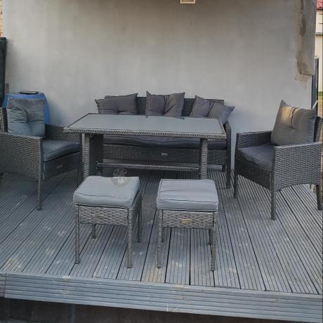 Zestaw mebli ogrodowych z technorattanu z sofą 140cm i fotelami Torino Dining antracyt