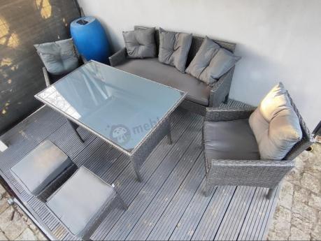 Zestaw mebli ogrodowych z technorattanu z sofą 140cm i fotelami Torino Dining antracyt