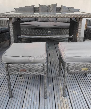 Zestaw mebli ogrodowych z technorattanu z sofą 140cm i fotelami Torino Dining antracyt