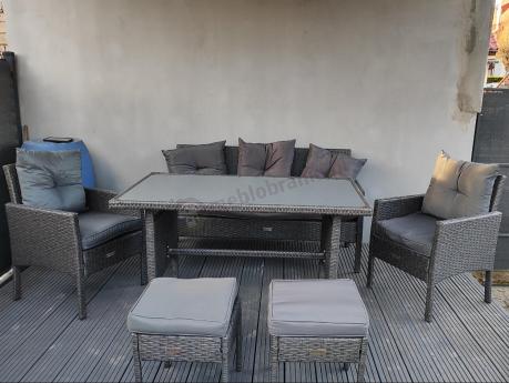 Zestaw mebli ogrodowych z technorattanu z sofą 140cm i fotelami Torino Dining antracyt