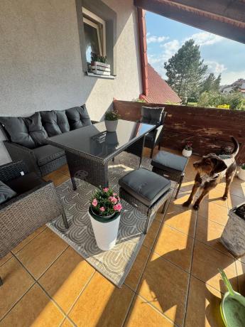 Zestaw mebli ogrodowych z technorattanu z sofą 140cm i fotelami Torino Dining antracyt