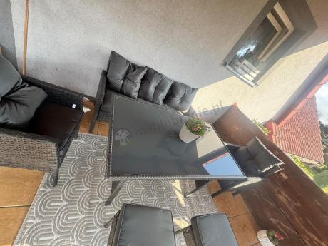 Zestaw mebli ogrodowych z technorattanu z sofą 140cm i fotelami Torino Dining antracyt