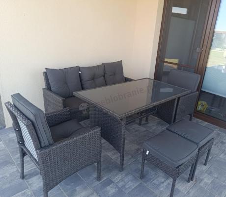 Zestaw mebli ogrodowych z technorattanu z sofą 140cm i fotelami Torino Dining antracyt