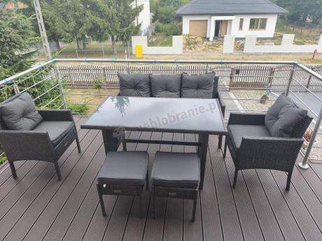 Zestaw mebli ogrodowych z technorattanu z sofą 140cm i fotelami Torino Dining antracyt
