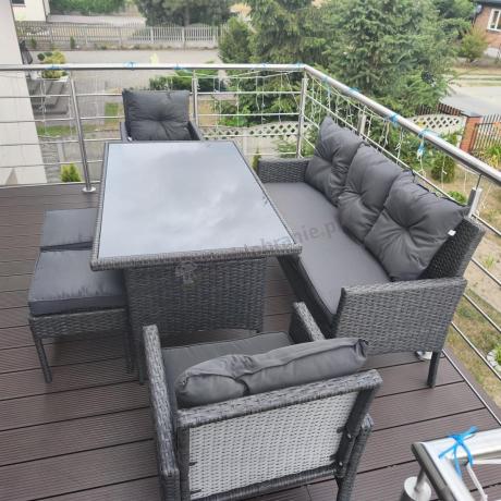 Zestaw mebli ogrodowych z technorattanu z sofą 140cm i fotelami Torino Dining antracyt