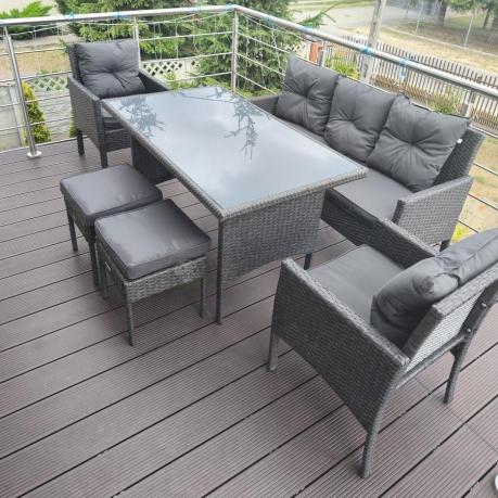 Zestaw mebli ogrodowych z technorattanu z sofą 140cm i fotelami Torino Dining antracyt