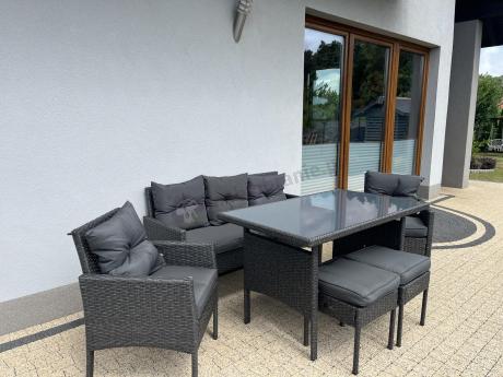 Zestaw mebli ogrodowych z technorattanu z sofą 140cm i fotelami Torino Dining antracyt