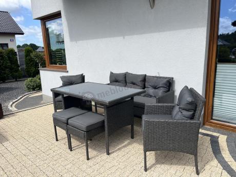 Zestaw mebli ogrodowych z technorattanu z sofą 140cm i fotelami Torino Dining antracyt