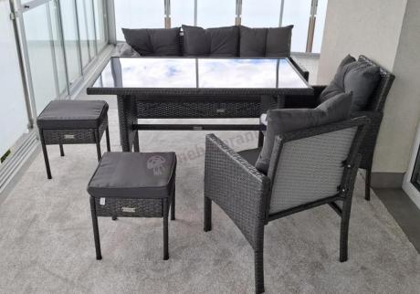 Zestaw mebli ogrodowych z technorattanu z sofą 140cm i fotelami Torino Dining antracyt