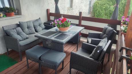Zestaw mebli ogrodowych z technorattanu z sofą 140cm i fotelami Torino Dining antracyt