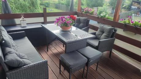Zestaw mebli ogrodowych z technorattanu z sofą 140cm i fotelami Torino Dining antracyt