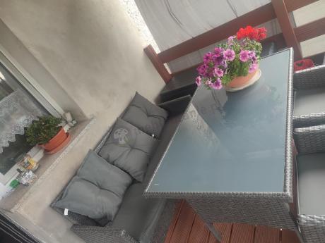 Zestaw mebli ogrodowych z technorattanu z sofą 140cm i fotelami Torino Dining antracyt