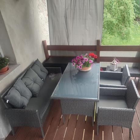 Zestaw mebli ogrodowych z technorattanu z sofą 140cm i fotelami Torino Dining antracyt