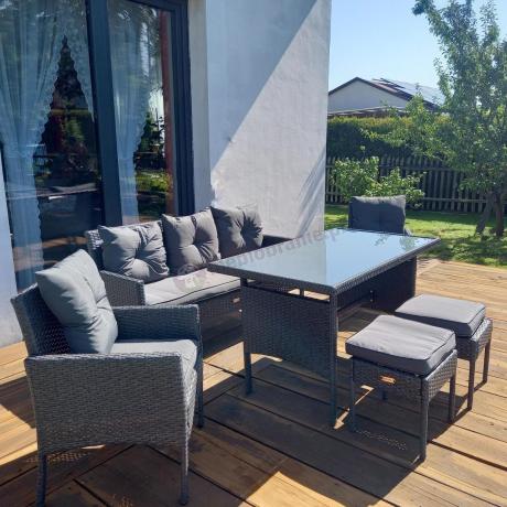 Zestaw mebli ogrodowych z technorattanu z sofą 140cm i fotelami Torino Dining antracyt