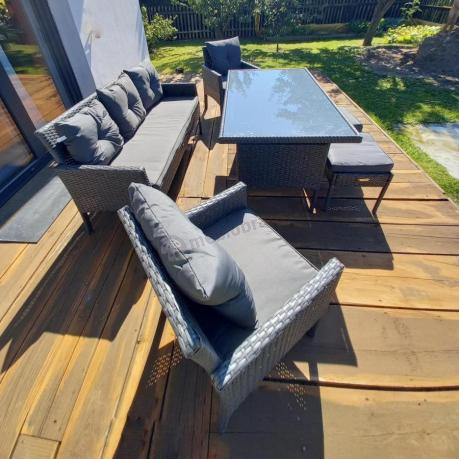 Zestaw mebli ogrodowych z technorattanu z sofą 140cm i fotelami Torino Dining antracyt