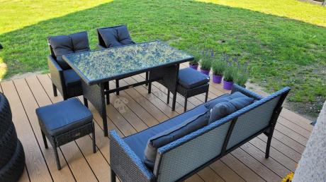 Zestaw mebli ogrodowych z technorattanu z sofą 140cm i fotelami Torino Dining antracyt