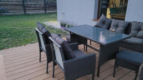 Zestaw mebli ogrodowych z technorattanu z sofą 140cm i fotelami Torino Dining antracyt