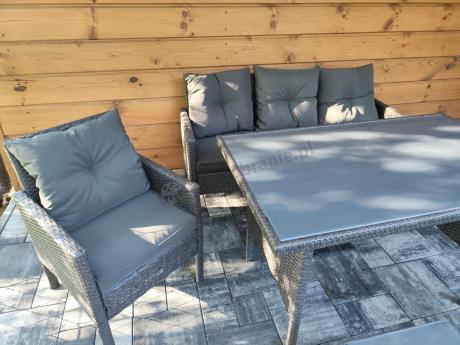 Zestaw mebli ogrodowych z technorattanu z sofą 140cm i fotelami Torino Dining antracyt