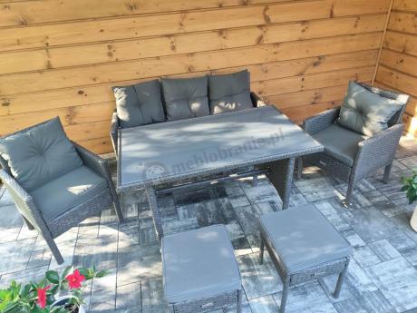 Zestaw mebli ogrodowych z technorattanu z sofą 140cm i fotelami Torino Dining antracyt
